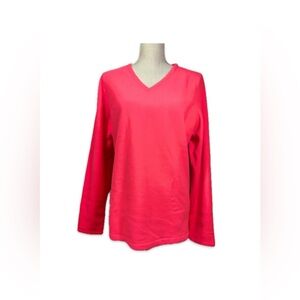 Tek Gear Neon Orange Sweatshirt Women’s Size XL V-Neck Pop Over